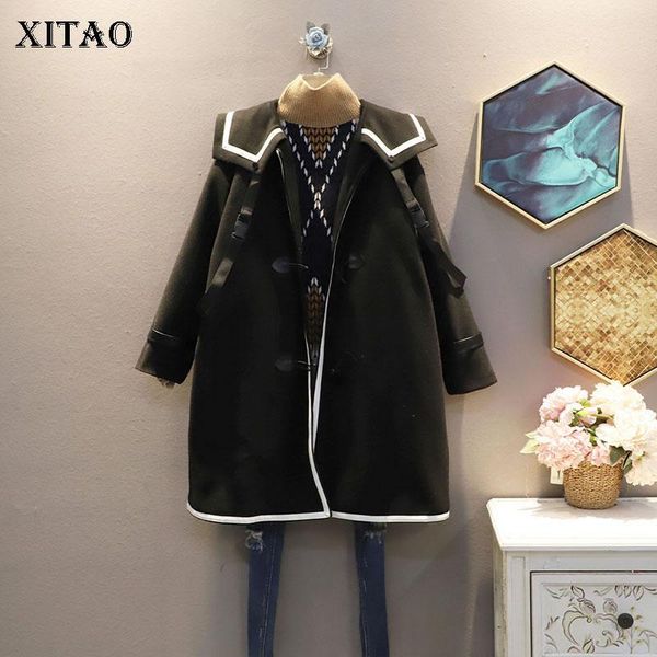 xitao new patchwork black women blend winter fashion horn button simplicity turn-down collar loose casual all-match zy2798 
xitao new patchwork black women blend winter fashion horn button simplicity turn-down collar loose casual all-match zy2798