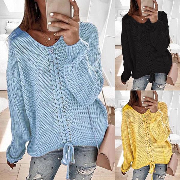 Autumn Winter Women Sweater Solid Color V Neck Bandage Long Sleeve Sweater Jumper Top Spandex Loose Women's Jersey Mujer, White;black
Autumn Winter Women Sweater Solid Color V Neck Bandage Long Sleeve Sweater Jumper Top Spandex Loose Women's Jersey Mujer, White;black
