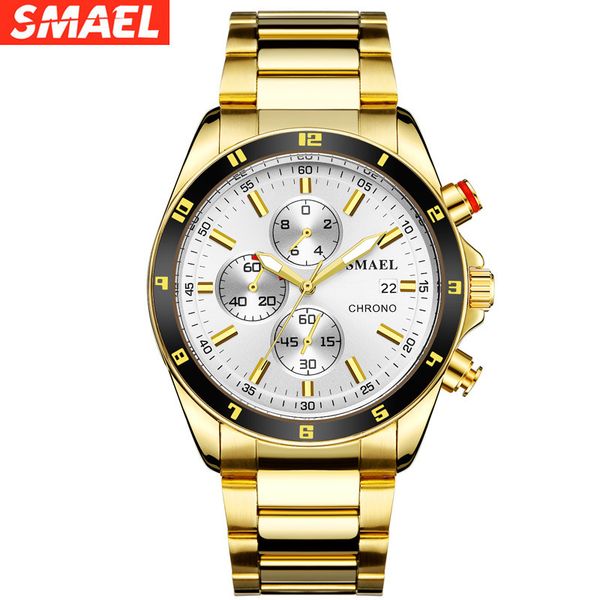 smael high grade business men's watch waterproof steel band calendar quartz watch, Slivery;brown
smael high grade business men's watch waterproof steel band calendar quartz watch, Slivery;brown