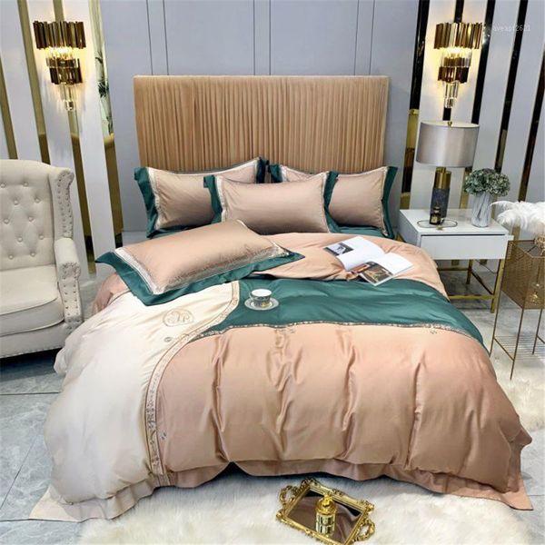 4pcs luxury duvet covers bed sheet set champagne green patchwork bedding cotton 100% satin bedcover double bed linen size1
4pcs luxury duvet covers bed sheet set champagne green patchwork bedding cotton 100% satin bedcover double bed linen size1