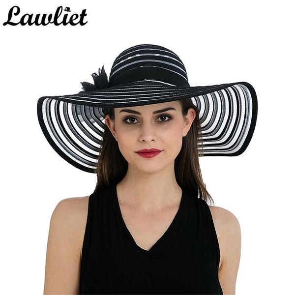 lawliet chapeau summer hats for women wide birm striped hats ladies floppy kentucky derby beach hats flower sun beach cap t238 y200714, Blue;gray
lawliet chapeau summer hats for women wide birm striped hats ladies floppy kentucky derby beach hats flower sun beach cap t238 y200714, Blue;gray