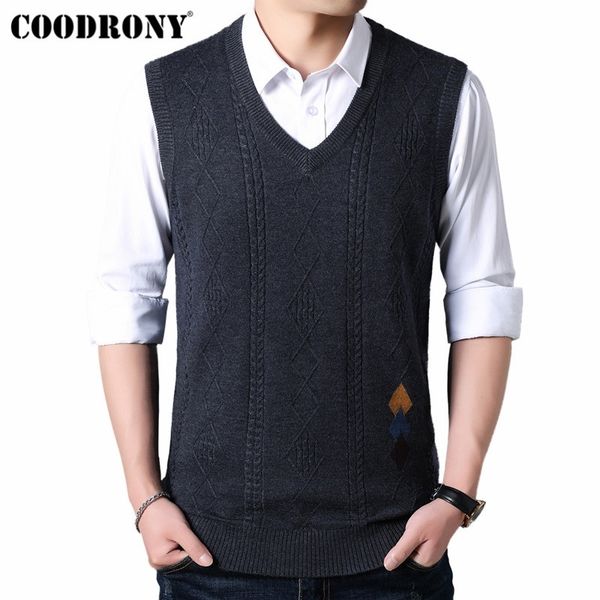 coodrony sweater men v-neck sleeveless vest pull homme knitted cashmere wool mens sweaters autumn winter pullover men 91018 201124, White;black
coodrony sweater men v-neck sleeveless vest pull homme knitted cashmere wool mens sweaters autumn winter pullover men 91018 201124, White;black