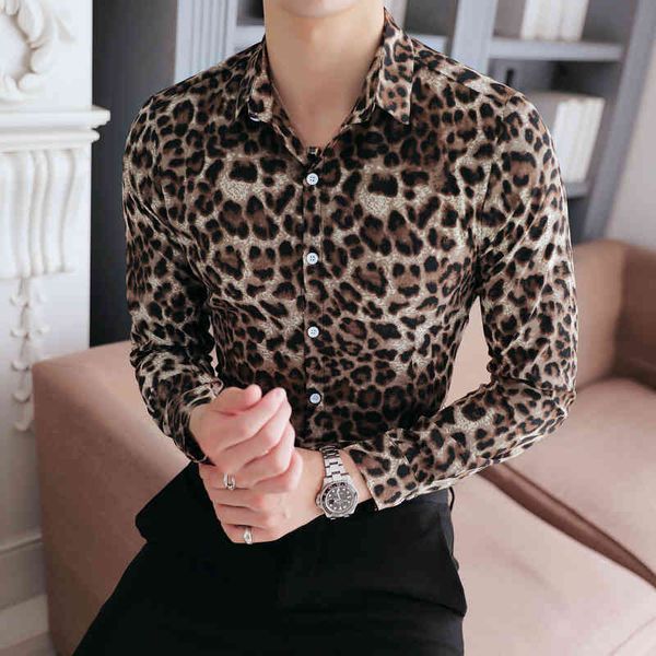 men's casual shirts men shirt brand slim fit leopard print social dress long sleeve plus size night club prom tuxedo cth9, White;black
men's casual shirts men shirt brand slim fit leopard print social dress long sleeve plus size night club prom tuxedo cth9, White;black