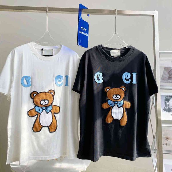2022 factory wholesale new gu + cartoon bear ins short sleeve t-shirt women's summer loose embroidered casual bottom shirt, White
2022 factory wholesale new gu + cartoon bear ins short sleeve t-shirt women's summer loose embroidered casual bottom shirt, White