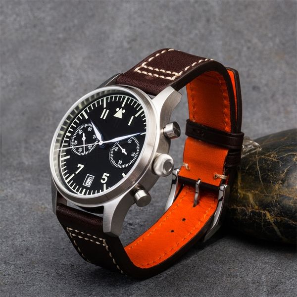 escapement timequartz 6s21 movement pilot flieger chronograph watch black dial and 40mm case waterproof 100m 201212, Slivery;brown
escapement timequartz 6s21 movement pilot flieger chronograph watch black dial and 40mm case waterproof 100m 201212, Slivery;brown