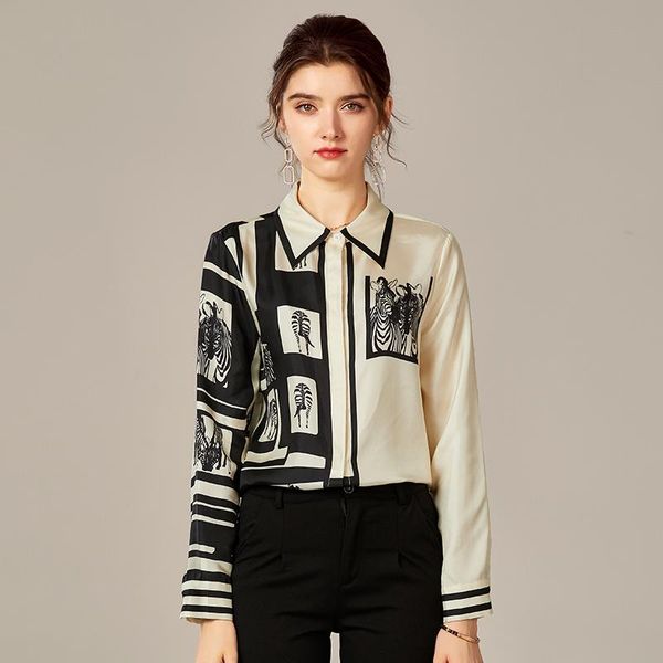 natural real silk women's casual shirt elegant turn-down collar long sleeve print blouses loose lady blouse spring autumn, White
natural real silk women's casual shirt elegant turn-down collar long sleeve print blouses loose lady blouse spring autumn, White