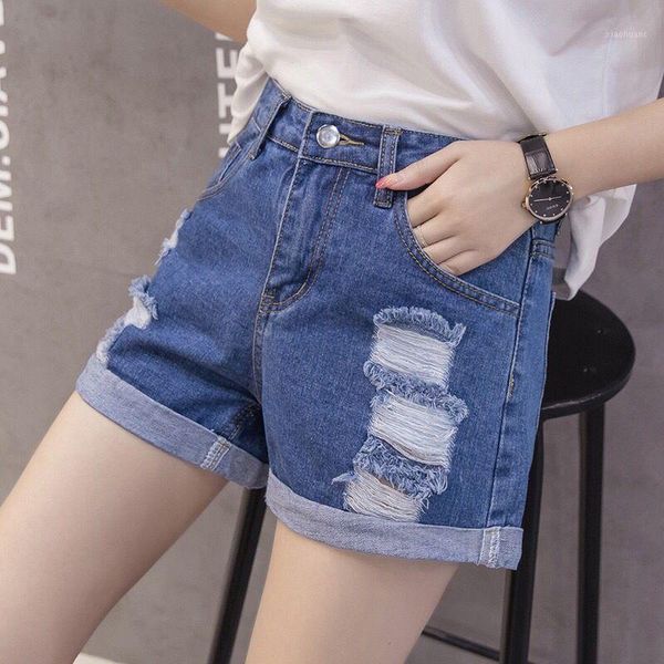 with cotton high-waisted rolled with holes cowboy shorts female summer 2020 korean-style loose-fit versatile student wide-leg sh1, Blue
with cotton high-waisted rolled with holes cowboy shorts female summer 2020 korean-style loose-fit versatile student wide-leg sh1, Blue