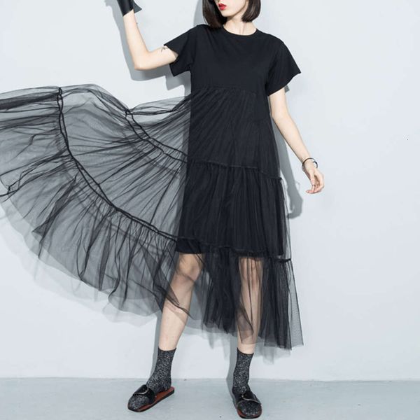 show new loose large spring 2020 thin medium length mh skirt splicing short sleeve a-line drs for women, Black;gray
show new loose large spring 2020 thin medium length mh skirt splicing short sleeve a-line drs for women, Black;gray