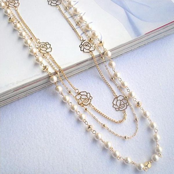 new fashion women's choker chain statement bib lady elegant rose simulated pearl pendant flower chic necklace jewelry, Silver
new fashion women's choker chain statement bib lady elegant rose simulated pearl pendant flower chic necklace jewelry, Silver