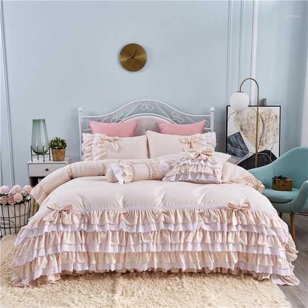 korean princess lace embroidery skirt-style cake layers solid color pure cotton bedding set ruffles pillow sham duvet cover set1
korean princess lace embroidery skirt-style cake layers solid color pure cotton bedding set ruffles pillow sham duvet cover set1