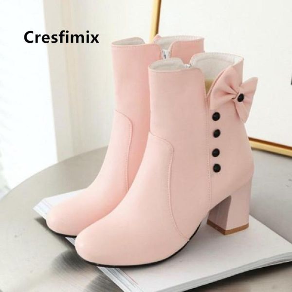 cresfimix lady fashion side zip pink pu leather boots women cute sweet waterproof bow tie boots damskie buty c6085, Black
cresfimix lady fashion side zip pink pu leather boots women cute sweet waterproof bow tie boots damskie buty c6085, Black