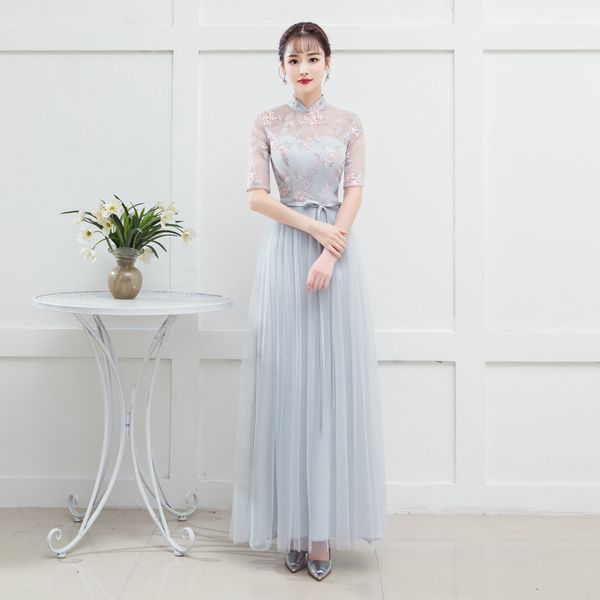 blue-grey medium sleeve long sister wedding performance annual banquet formal evening dress party dresses vestido de festa 6879, White;pink
blue-grey medium sleeve long sister wedding performance annual banquet formal evening dress party dresses vestido de festa 6879, White;pink