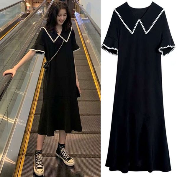 large size women's summer 2019 popular loose long skirt slightly fat mm show thin foreign style cover belly dress age reduction, Black;gray
large size women's summer 2019 popular loose long skirt slightly fat mm show thin foreign style cover belly dress age reduction, Black;gray
