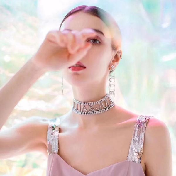 chokers fashion luxury rhinestone necklace shiny crystal letter statement women's wedding party jewelry gifts1, Golden;silver
chokers fashion luxury rhinestone necklace shiny crystal letter statement women's wedding party jewelry gifts1, Golden;silver