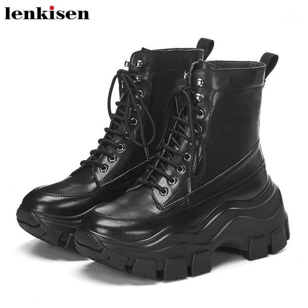lenkisen internet star thick bottom leisure boots genuine leather round toe high heels young lady winter lace up ankle boots l121, Black
lenkisen internet star thick bottom leisure boots genuine leather round toe high heels young lady winter lace up ankle boots l121, Black