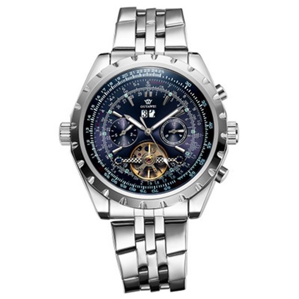 ouyawei mechanical watch men's watch men's leisure watch, Slivery;brown 
ouyawei mechanical watch men's watch men's leisure watch, Slivery;brown