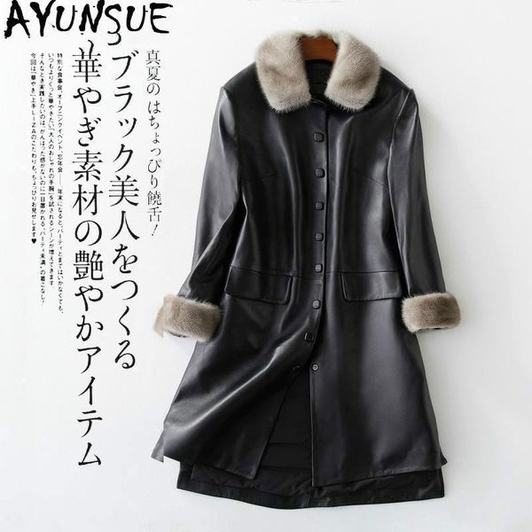 ayunsue 2020 new real leather jacket women's down jacket collar autumn winter long luxury genuine leather jackets 17121, Black
ayunsue 2020 new real leather jacket women's down jacket collar autumn winter long luxury genuine leather jackets 17121, Black