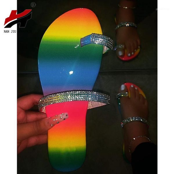 slippers nan jiu mountain 2021 summer flat women sandals handmade rhinestones rainbow beach shoes simple open shoes1, Black 
slippers nan jiu mountain 2021 summer flat women sandals handmade rhinestones rainbow beach shoes simple open shoes1, Black