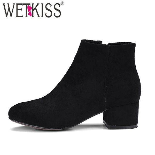 wetkiss winter ankle boots women thick heel round toe boots zipper fashion shoes ladies flock short plush footwear big size 43, Black
wetkiss winter ankle boots women thick heel round toe boots zipper fashion shoes ladies flock short plush footwear big size 43, Black