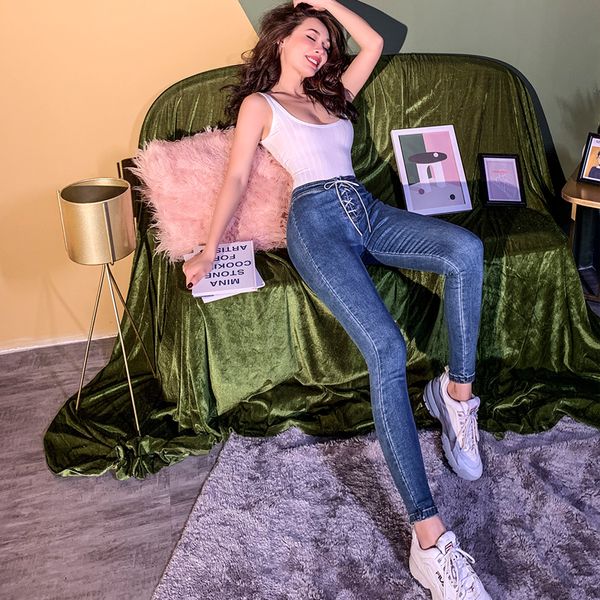 2021 new autumn skinny elastic cordon all coinciding with jeans street female style two colors pencils high belt pants yayh, Blue
2021 new autumn skinny elastic cordon all coinciding with jeans street female style two colors pencils high belt pants yayh, Blue
