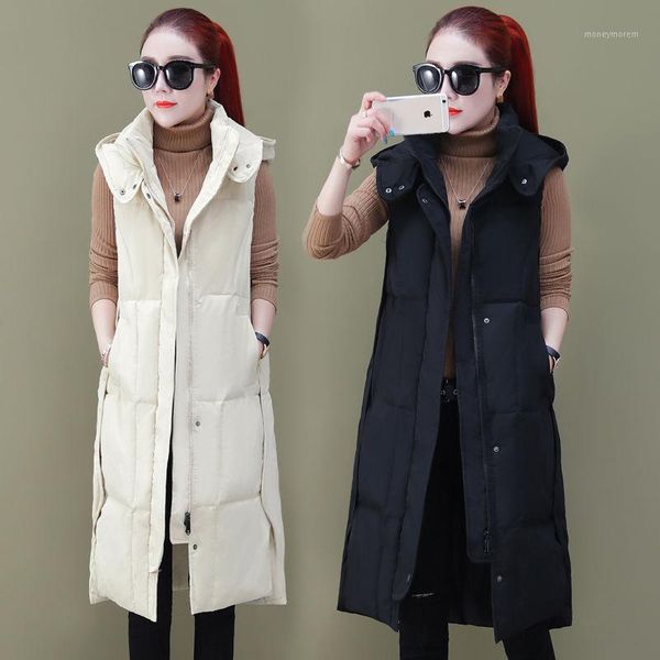 women's vests 2021 women autumn winter korean cotton padded vest female vintage warm thicken hooded solid sleeveless long waistcoat a20, Black;white
women's vests 2021 women autumn winter korean cotton padded vest female vintage warm thicken hooded solid sleeveless long waistcoat a20, Black;white