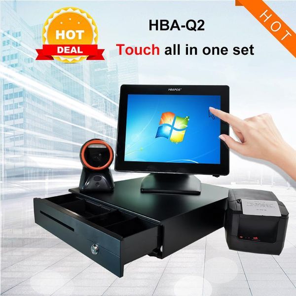 

thermal receipt printer 80mm system with single screen cash register all in one machine barcode scanner cash drawer1