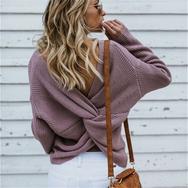 new sweater women autumn winter backless cross pullover jumper knitting loose clothes female fashion winter sweater 201111, White;black
new sweater women autumn winter backless cross pullover jumper knitting loose clothes female fashion winter sweater 201111, White;black