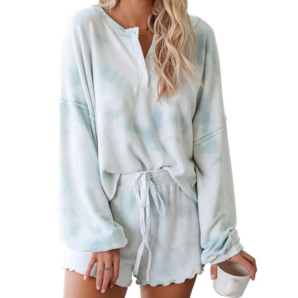 sleepwear night shorts fashion home summer loungewear casual women pajamas set ladies v neck tie dye print soft long sleeve t200707, Black;red
sleepwear night shorts fashion home summer loungewear casual women pajamas set ladies v neck tie dye print soft long sleeve t200707, Black;red