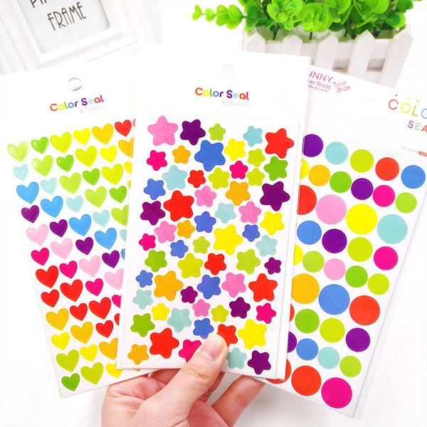 6 sheets/set kids stickers cute heart star dot shape sticker for scrapbooking diary p album decoration supplie girl boy gift q1215
6 sheets/set kids stickers cute heart star dot shape sticker for scrapbooking diary p album decoration supplie girl boy gift q1215
