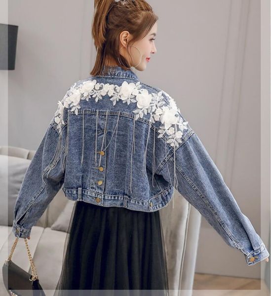 women's denim jacket three-dimensional flower embroidery chain tassel loose bat sleeve denim short coat female chaqueta mujer xl, Black;brown
women's denim jacket three-dimensional flower embroidery chain tassel loose bat sleeve denim short coat female chaqueta mujer xl, Black;brown