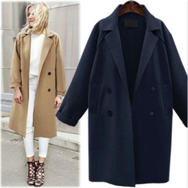 women woolen coat mid-length windbreaker overcoat double breasted autumn winter plus size outerwear, Black
women woolen coat mid-length windbreaker overcoat double breasted autumn winter plus size outerwear, Black