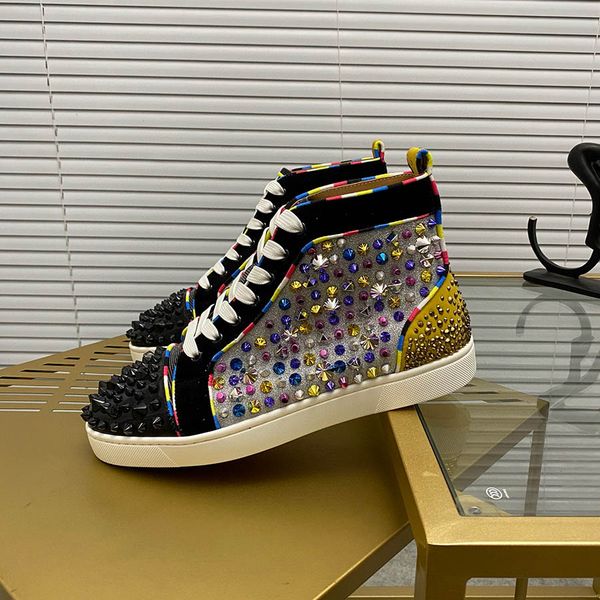 mens womens platform shoes sparkling diamond rhinestone spikes high mid black red designer sneakers genuine leather casual shoes
mens womens platform shoes sparkling diamond rhinestone spikes high mid black red designer sneakers genuine leather casual shoes