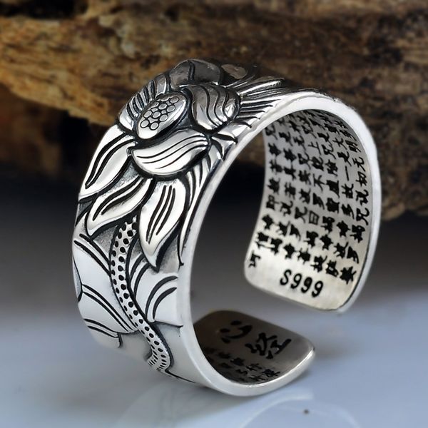 s999 foot heart sutra thai silver men's fashion open lotus jewelry wide edition ring
s999 foot heart sutra thai silver men's fashion open lotus jewelry wide edition ring