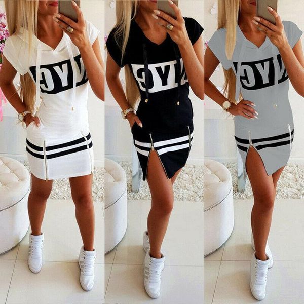 2020 hooded women summer dress short sleeve letter print zipper hoodies lady dress fashion female thin mini vestidos1, Black;gray
2020 hooded women summer dress short sleeve letter print zipper hoodies lady dress fashion female thin mini vestidos1, Black;gray
