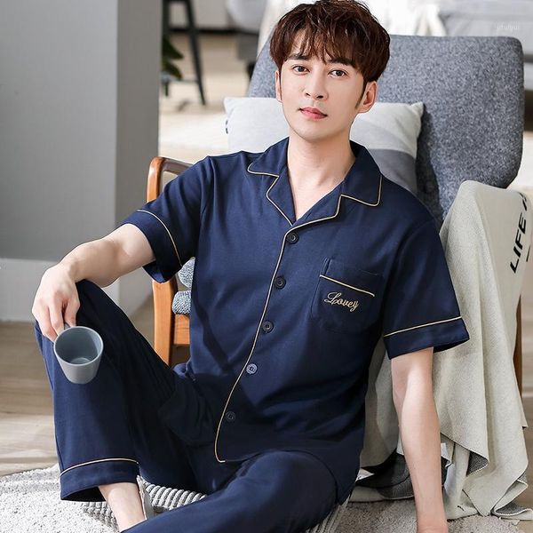 men sleepwear summer knitted cotton pyjamas mens short sleeve turn-down collar pajamas set plus size 3xl leisure male nightwear1, Black;brown
men sleepwear summer knitted cotton pyjamas mens short sleeve turn-down collar pajamas set plus size 3xl leisure male nightwear1, Black;brown