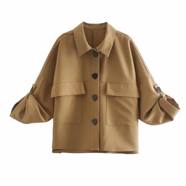women's jackets women button decoration patch pocket shirt coat female long sleeve outerwear casual lady loose c1039, Black;brown
women's jackets women button decoration patch pocket shirt coat female long sleeve outerwear casual lady loose c1039, Black;brown