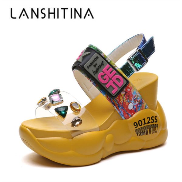 platform sandals women 2019 summer rhinestone high heel sandals 11cm wedge heels beach sneakers crystal thick bottom sillpers y200702, Black
platform sandals women 2019 summer rhinestone high heel sandals 11cm wedge heels beach sneakers crystal thick bottom sillpers y200702, Black