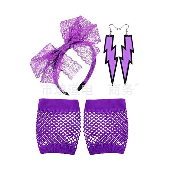three-piece suite accessories short fishing net glove earrings hair hoop party ornament selling with green black purple color 10lda j1
three-piece suite accessories short fishing net glove earrings hair hoop party ornament selling with green black purple color 10lda j1