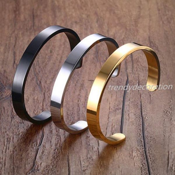 stainless steel 6mm men jewelry cuff couple pure gold color open bracelet women ing, Black
stainless steel 6mm men jewelry cuff couple pure gold color open bracelet women ing, Black