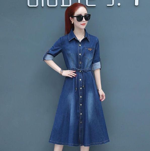 women denim in long sleeve casual turn-down collar skinny sash dress 2021 autumn lady dressed jean p1774 ft6x, Black;gray 
women denim in long sleeve casual turn-down collar skinny sash dress 2021 autumn lady dressed jean p1774 ft6x, Black;gray