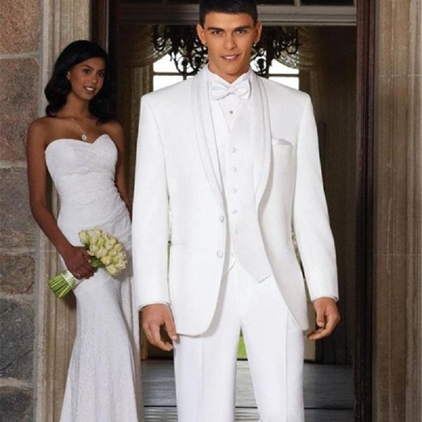 new arrival shawl lapel men tuxedos white wedding suits for men slim fit groomsmen suits formal wedding, White;black
new arrival shawl lapel men tuxedos white wedding suits for men slim fit groomsmen suits formal wedding, White;black