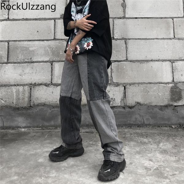 men's jeans japanese streetwear men tracksuit fashion patchwork colorblock contrast straight denim loose pant hip hop vintage casual, Blue
men's jeans japanese streetwear men tracksuit fashion patchwork colorblock contrast straight denim loose pant hip hop vintage casual, Blue