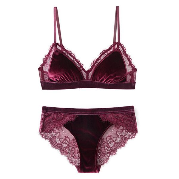 bras sets velvet bra set with padded wire french brassiere underwear and panties lingerie women bralette, Red;black
bras sets velvet bra set with padded wire french brassiere underwear and panties lingerie women bralette, Red;black
