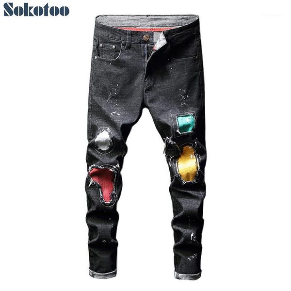 sokotoo men's trendy colored patchwork painted stretch jeans fashion skinny pencil pants1, Blue
sokotoo men's trendy colored patchwork painted stretch jeans fashion skinny pencil pants1, Blue