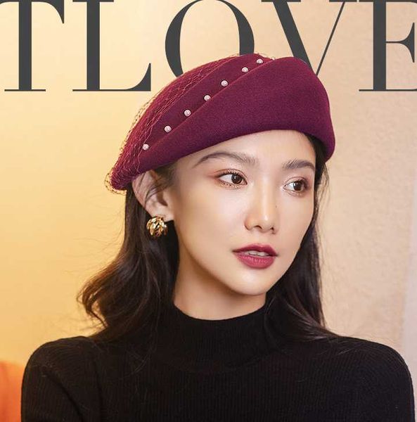 wool beret lady autumn winter new pearl mesh decorative wool hat fashionable elegant hat, Blue;gray
wool beret lady autumn winter new pearl mesh decorative wool hat fashionable elegant hat, Blue;gray