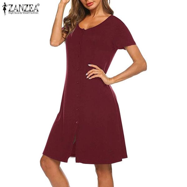 women's sleepwear 2021 summer women short sleeve solid o neck nightdress casual loose baggy buttons split dress nightgowns plus size, Black;red
women's sleepwear 2021 summer women short sleeve solid o neck nightdress casual loose baggy buttons split dress nightgowns plus size, Black;red