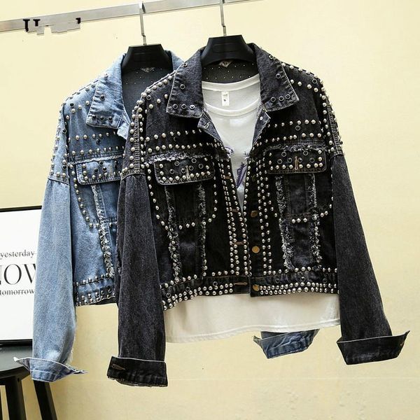 14 styles hand studded rivet denim jacket women loose short jackets ladies jeans jacket basic coats streetwear, Black;brown
14 styles hand studded rivet denim jacket women loose short jackets ladies jeans jacket basic coats streetwear, Black;brown