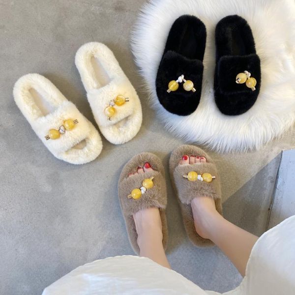fur shoes home slippers women's slides pantofle flock fashion string bead plush massage 2020 luxury flat fretwork basic with, Black
fur shoes home slippers women's slides pantofle flock fashion string bead plush massage 2020 luxury flat fretwork basic with, Black