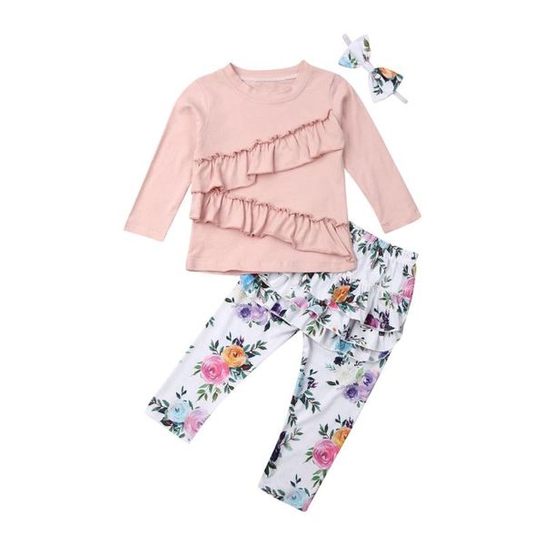 3pcs set baby kids girl clothes diagonal lace ruffle shirt+ flower printing long pants +bowknot headband outfits children's suit, White
3pcs set baby kids girl clothes diagonal lace ruffle shirt+ flower printing long pants +bowknot headband outfits children's suit, White