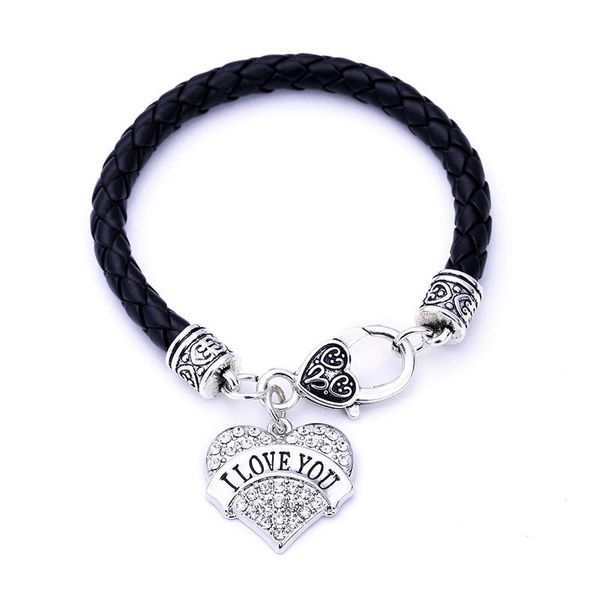 charm bracelets arrival 1*1 inch big hearts i love you crystal heart pendant leather bracelet, Golden;silver
charm bracelets arrival 1*1 inch big hearts i love you crystal heart pendant leather bracelet, Golden;silver